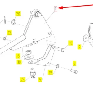 Oryginalna dźwignia hamulca ręcznego o numerze katalogowym 100507514, stosowana w kombajnach zbożowych marki Rostselmash schemat.