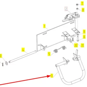 Oryginalny zaczep zamka o numerze katalogowym 100508253, stosowany w kombajnach zbożowych marki Rostselmash schemat.