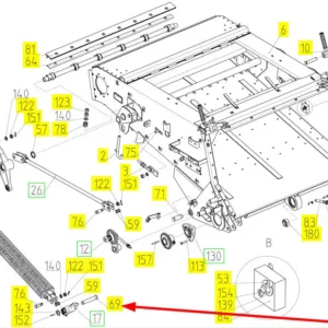 Oryginalny sworzeń o numerze katalogowym 100508858, stosowany w kombajnach zbożowych marki Rostselmash schemat.