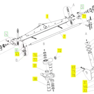 Oryginalna dźwignia skrętu tylnej osi o numerze katalogowym 100511123, stosowana w kombajnach zbożowyh marki Rostselmash.