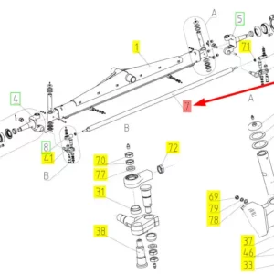 Oryginalny drążek kierowniczy o numerze katalogowym 100511144, stosowany w kombajnach zbożowych marki Rostselmash.