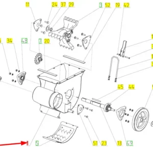 Oryginalna obudowa młynka niedomłotów o numerze katalogowym 100512736, stosowana w kombajnach zbożowych marki Rostselmash schemat.