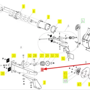 Oryginalny element mocujący o numerze katalogowym 100512765, stosowany w kombajnach zbożowych marki Rostselmash schemat.