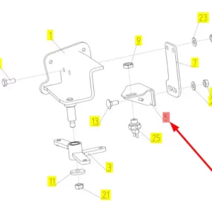 Oryginalny wspornik mechanizmu dźwigni zmiany biegów o numerze katalogowym 100514025, stosowany w kombajnach zbożowych marki Rostselmash schemat.