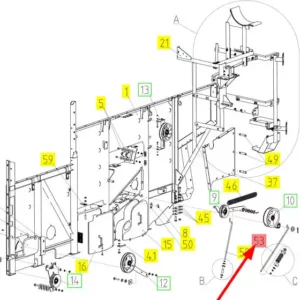 Oryginalny sworzeń o numerze katalogowym 100514102, stosowany w kombajnach zbożowych marki Rostselmash. schemat