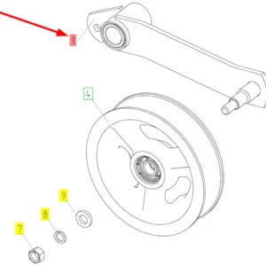 Oryginalne mocowanie koła pasowego o numerze katalogowym 100514329, stosowane w kombajnach zbożowych marki Rostselmash schemat.