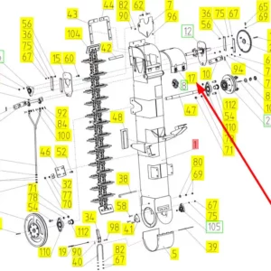 Oryginalna osłona elewatora zbożowego o numerze katalogowym 100515048, stosowana w kombajnach zbożowych marki Rostselmash schemat.