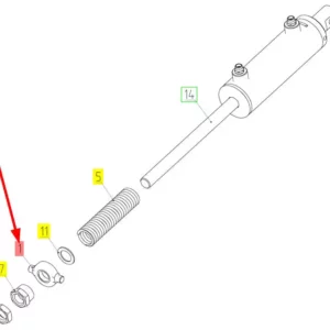 Oryginalny element mocujący siłownika o numerze katalogowym 100515199, stosowany w kombajnach zbożowych marki Rostselmash schemat.