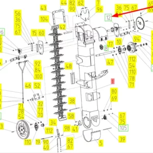 Oryginalny wałek z łożyskiem o numerze katalogowym 100515576, stosowany w kombajnach zbożowych marki Rostselmash schemat.