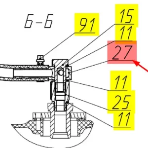 Oryginalne złącze obrotowe o numerze katalogowym 100515930, stosowane w kombajnach zbożowych marki Rostselmash- schemat.