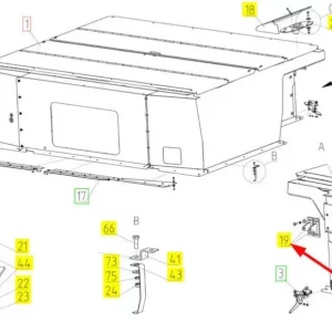 Oryginalne mocowanie o numerze katalogowym 100516602, stosowane w kombajnach zbożowych marki Rostselmash schemat.