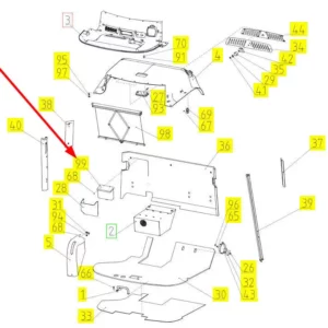 Oryginalna apteczka pierwszej pomocy o numerze katalogowym 100516967, stosowana w kombajnach zbożowych marki Rostselmash schemat.