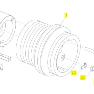 Oryginalna szpilka koła pasowego o numerze katalogowym 100516987, stosowana w kombajnach zbożowych marki Rostselmash. schemat