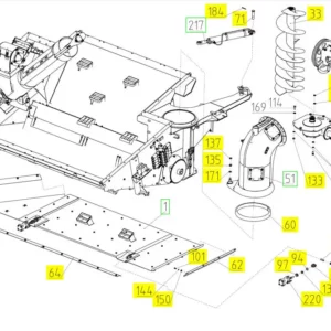 Oryginalny reduktor o numerze katalogowym 100517291, stosowany w kombajnach zbożowych marki Rostselmash schemat.