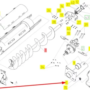 Oryginalny wspornik przenośnika ślimakowego o numerze katalogowym 100521603, stosowany w kombajnach zbożowych marki Rostselmash schemat.