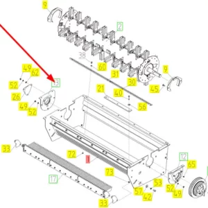 Oryginalna obudowa wału rozdrabniacza z łożyskiem o numerze katalogowym 100521677, stosowana w kombajnach zbożowych marki Rostselmash schemat.