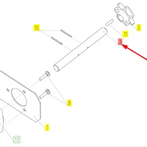 Oryginalny sworzeń koła zębatego o numerze katalogowym 100524964, stosowany w kombajnach zbożowych marki Rostselmash schemat.