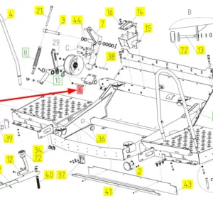 Oryginalne mocowanie dźwigni napinacza o numerze katalogowym 100525316, stosowane w kombajnach zbożowych marki Rostselmash schemat.