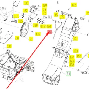 Oryginalny pręt napinąjący elewatora o numerze katalogowym 100525724, stosowany w kombajnach zbożowych marki Rostselmash schemat.