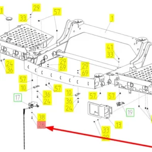 Oryginalna śruba czujnika wysokości podajnika o numerze katalogowym 100526461, stosowana w kombajnach zbożowych marki Rostselmash schemat