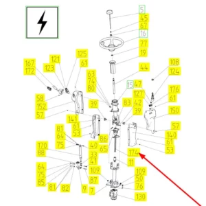 Oryginalny wał z przegubem kolumny kierowniczej o numerze katalogowym 100529095, stosowany w kombajnach zbożowych marki Rostselmash schemat.