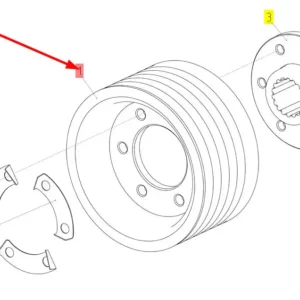 Oryginalne koło pasowe wielorowkowe o numerze katalogowym 100529980, stosowane w kombajnach zbożowych marki Rostselmash schemat.