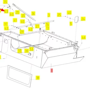 Oryginalne mocowanie o numerze katalogowym 100534846, stosowane w kombajnach zbożowych marki Rostselmash schemat.
