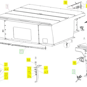Oryginalna listwa mocująca o numerze katalogowym 100537569, stosowana w kombajnach zbożowych marki Rostselmash schemat.
