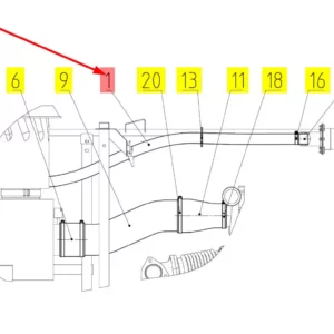 Oryginalny wąż o numerze katalogowym 100538086, stosowany w kombajnach zbożowych marki Rostselmash schemat.
