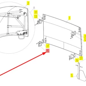 Oryginalny wspornik dolny o numerze katalogowym 100539559, stosowany w kombajnach zbożowych marki Rostselmash. schemat