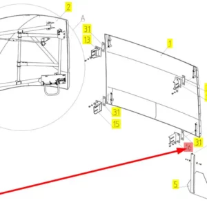 Oryginalny wspornik dolny o numerze katalogowym 100539572, stosowany w kombajnach zbożowych marki Rostselmash. schemat