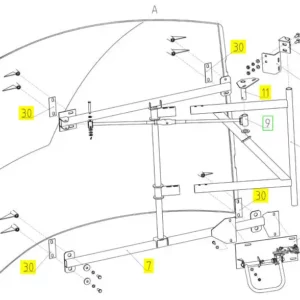 Oryginalny wspornik o numerze katalogowym 100540147, stosowany w kombajnach zbożowych marki Rostselmash. schemat