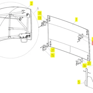 Oryginalny wspornik o numerze katalogowym 100541206, stosowany w kombajnach zbożowych marki Rostselmash. schemat