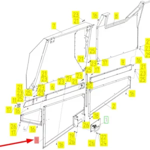 Oryginalny element obudowy prawa strona o numerze katalogowym 100556264, stosowany w kombajnach zbożowych marki Rostselmash. schemat
