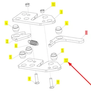 Oryginalna podstawa zamka o numerze katalogowym 100571651, stosowana w kombajnach zbożowych marki Rostselmash schemat.
