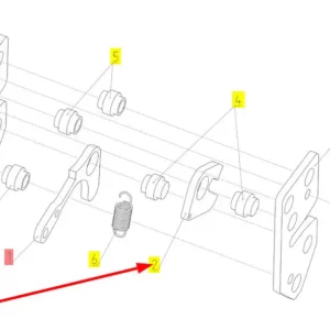 Oryginalne mocowanie sprężyny zamka o numerze katalogowym 100571655, stosowane w kombajnach zbożowych marki Rostselmash schemat.