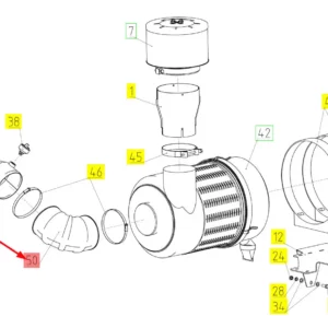 Oryginalny wąż układu dolotu powietrza o numerze katalogowym 100575777, stosowany w kombajnach zbożowych marki Rostselmash schemat.