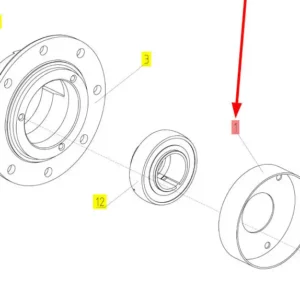 Oryginalna pokrywa łożyska wału podającego o numerze katalogowym 100588263, stosowana w kombajnach zbożowych marki Rostselmash. schemat