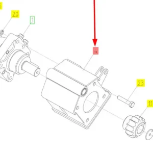 Oryginalny korpus silnika hydraulicznego o numerze katalogowym 100589173, stosowany w kombajnach zbożowych marki Rostselmash- schemat.
