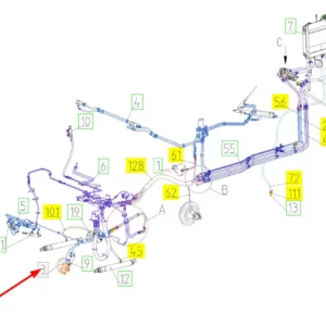 Oryginalny silnik hydrauliczny o numerze katalogowym 100589176, stosowany w kombajnach zbożowych marki Rostselmash schemat.
