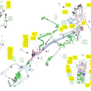Oryginalne złącze przewodu hydraulicznego o numerze katalogowym 100590066, stosowane w kombajnach zbożowych marki Rostselmash schemat.