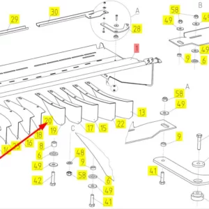 Oryginalna płyta kierunkowa deflektora pokosu o numerze katalogowym 100598980, stosowana w kombajnach zbożowych marki Rostselmash schemat.