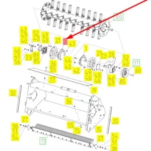 Oryginalny element mocujący o numerze katalogowym 100602250, stosowany w kombajnach zbożowych marki Rostselmash schemat.