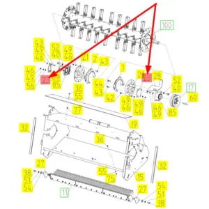Oryginalny element mocujący o numerze katalogowym 100603075, stosowany w kombajnach zbożowych marki Rostselmash schemat.