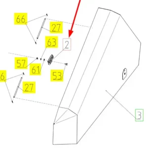 Orygininalny zamek osłony hedera o numerze katalogowym 100607333, stosowany w hederach i kombajnach zbożowych marki Rostselmash- schemat.