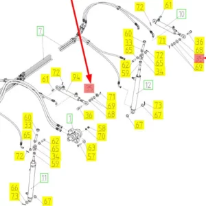 Oryginalna tuleja siłownika hydraulicznego o numerze katalogowym 100637800, stosowana w  hederach marki Rostselmash- schemat.