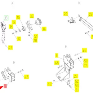 Oryginalny uchwyt lewy łączący ramię z nagarniaczem o numerze katalogowym 100637943, stosowany w hederach marki Rostselmash- schemat.