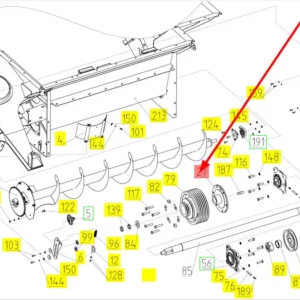 Oryginalna piasta koła pasowego o numerze katalogowym 100646322, stosowana w kombajnach zbożowych marki Rostselmash schemat.