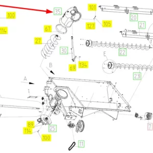 Oryginalna osłona przenośnika o numerze katalogowym 100646491, stosowana w kombajnach zbożowych marki Rostselmash schemat.