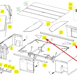 Oryginalne mocowanie o numerze katalogowym 100650420, stosowane w kombajnach zbożowych marki Rostselmash schemat.